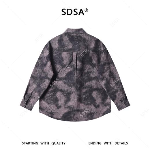 5775SDSA男士秋冬新款痞帅男装韩版高街扎染撞色长袖衬衫百搭嘻哈衬衣 商品图5