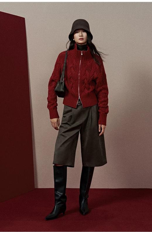 一店k （珍稀内蒙山羊绒！）新年战袍锁死！珍珠拉链羊毛开衫显贵💯高精密绞花镂空+双头珍珠拉链，精致贵气和日常实穿直接焊身上！松弛中又透着精致感！秋冬单穿内搭大衣都超适配！高领绞花拉链针织毛衣 商品图13