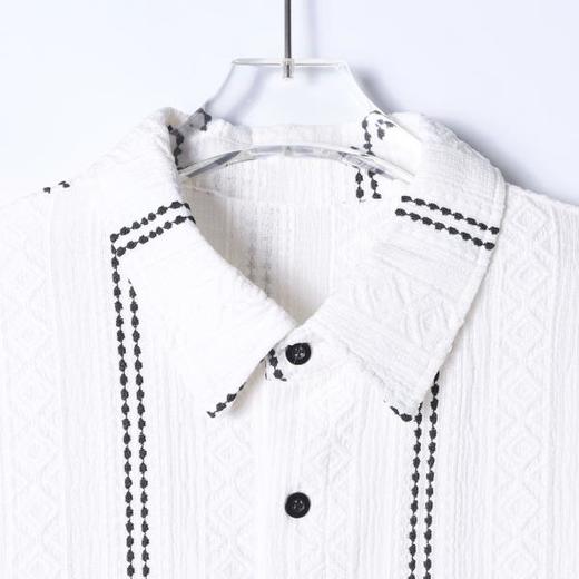 6823SDSA男士秋冬新款痞帅男装时尚菱形撞色提花竖纹设计长袖衬衫百搭 商品图2