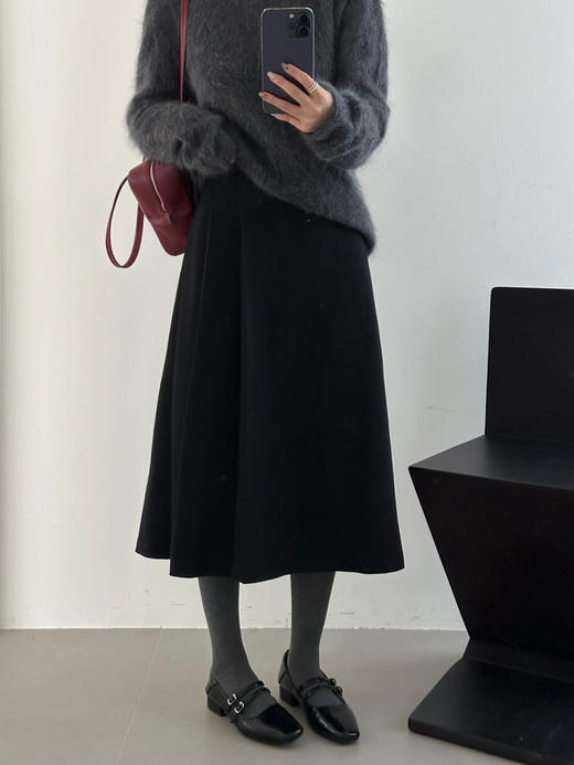 【百图lulu定制】【神仙毛呢裙】桑蚕丝羊毛混纺  显瘦 显高 保暖 毛呢 不规则 弹力腰围 百褶半裙 商品图9