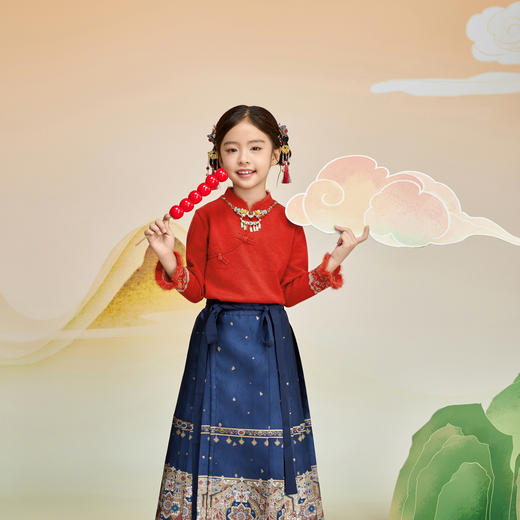 笛莎Deesha  女童2025年冬季新款新年款儿童立领套头毛衣 商品图2