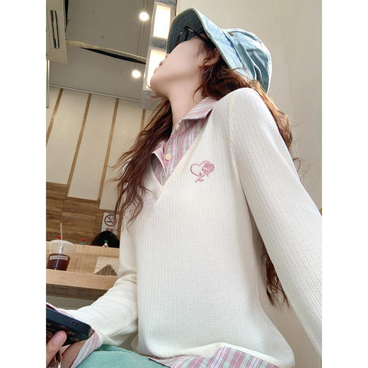 <曾小咸推荐>3.6现货秒杀 ！微信超特价！韩系格子拼接假两件t恤 日常189.99 立减110 秒杀79.99！！ 商品图1