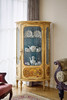 独角鹿西洋古董1890年代法国出品花卉飞鸟主题马丁漆彩绘装饰实木玻璃展示柜 商品缩略图1