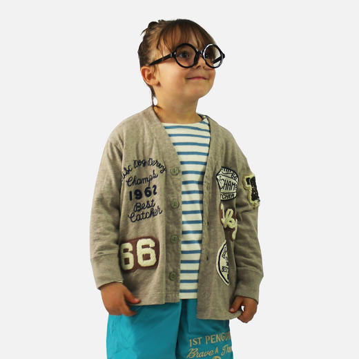 DD日本童装 DENIM DUNGAREE 棉质针织小狗贴布开衫 商品图0