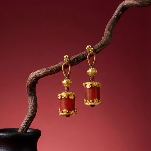 Manreya玛芮雅“路路通”红玛瑙桶珠项链、耳钉|红玛瑙，银镀金 商品图6