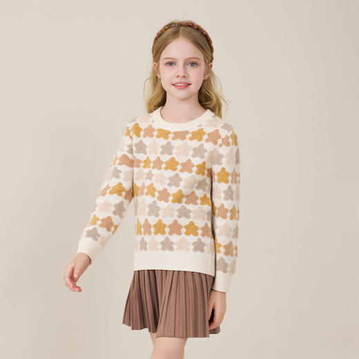 mettekids儿童100%羊绒衫2025秋冬女童芝麻点加厚男童针织衫毛衣 商品图3