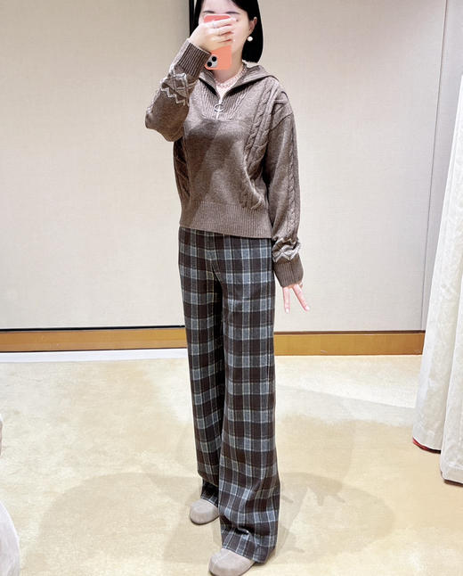 原单正品EP雅莹女士格纹直筒休闲裤01202 商品图9