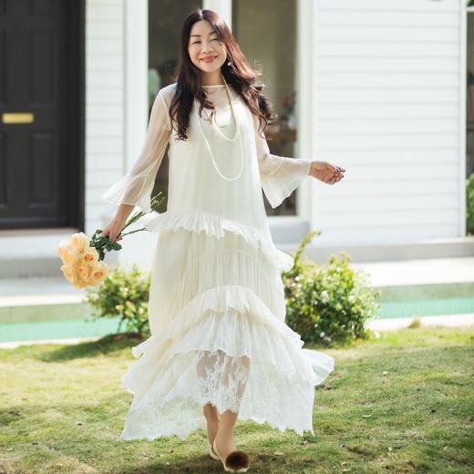 【林栖设计小店】叠叠清影|桑蚕丝荷叶边仙气2026春新款真丝连衣裙两件套1961176 商品图4