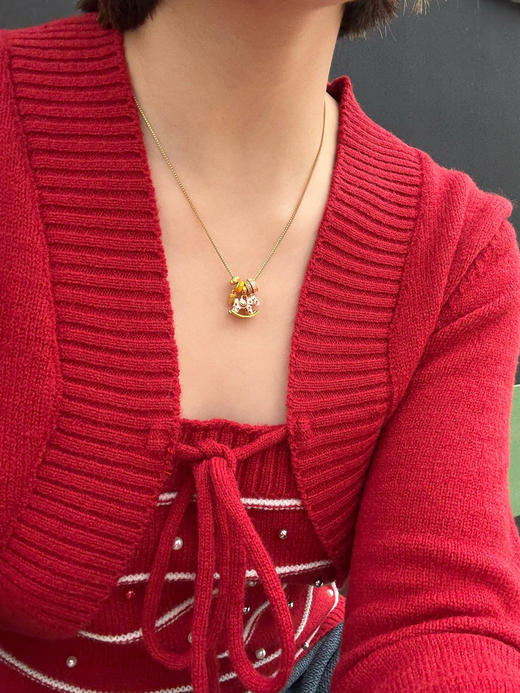 【秒杀价已调 直接拍】大H 26年 艺术家限定「福马」珐琅彩工艺合金&真铜电镀18k金锁骨链 颈链 项链 商品图3