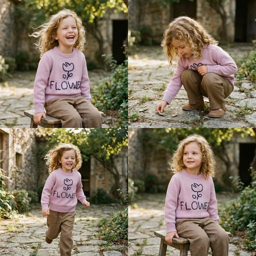 PALUOPO/PL山羊绒女童花色羊绒衫100%山羊绒帕罗 商品图4