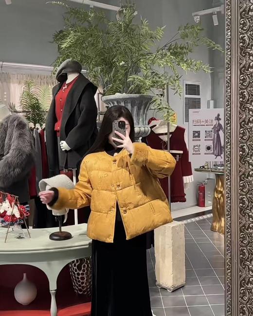 【门店同款】ENJOY冬季“暖冬雅致”绯月笼纱中式真水貂羽绒外套 167995812 商品图1