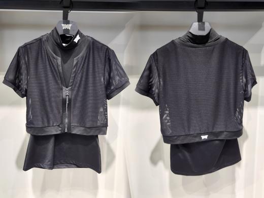 PG家新款女士两件套短袖上衣来啦！两件套哦，内里无袖上衣选用进口弹力纤维面料，质感挺括, 亲肤舒适，布面平, 稳定性好，易于日常打理。外层是网孔结构面料，透气舒爽，我简直惊呼本季设计的独特魅力！ 商品图2