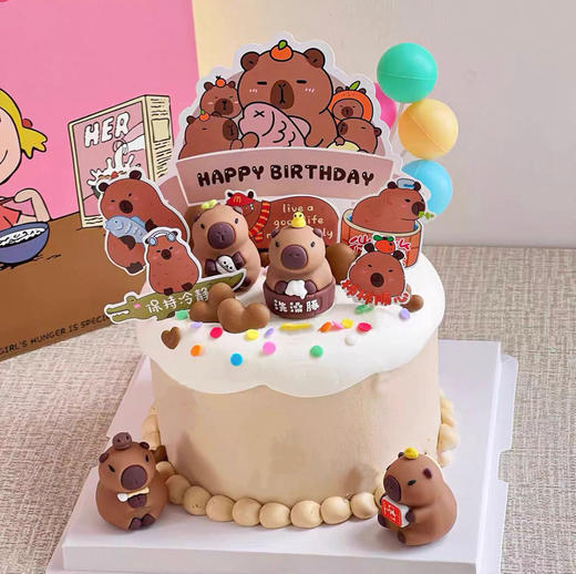 超级淡人卡皮巴拉来报道！！祝你生日快乐（玩偶随机） 商品图0
