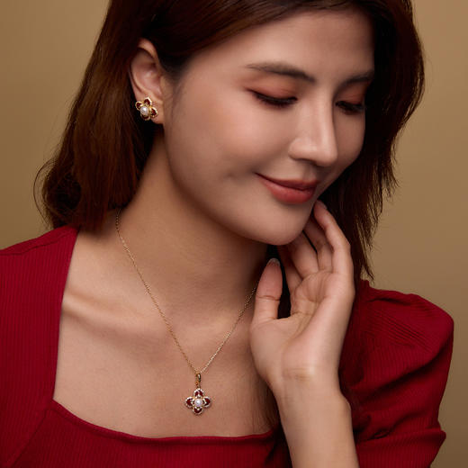 Manreya玛芮雅“鸿运四叶草”淡水珍珠项链、耳钉|淡水珍珠，铜镀金 商品图6