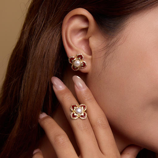 Manreya玛芮雅“鸿运四叶草”淡水珍珠项链、耳钉|淡水珍珠，铜镀金 商品图5