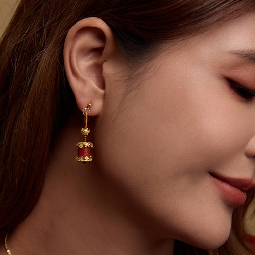 Manreya玛芮雅“路路通”红玛瑙桶珠项链、耳钉|红玛瑙，银镀金 商品图3