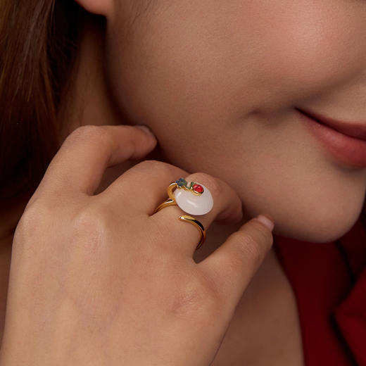 Manreya玛芮雅“祥云引福”玉髓戒指|玉髓，铜镀金 商品图2