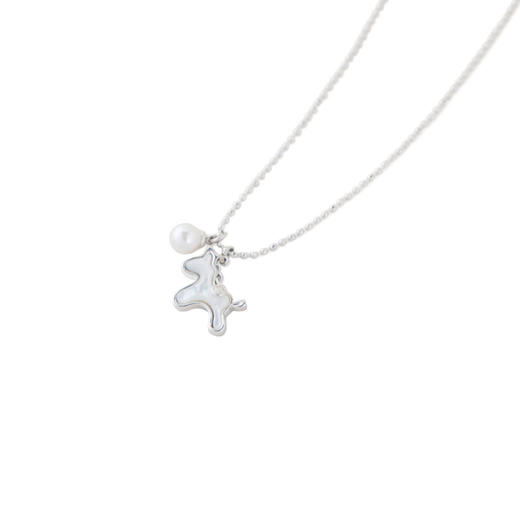 三彩2026新款贝壳雕刻小马吊坠项链温柔珍珠法式甜酷氛围童趣女 商品图2