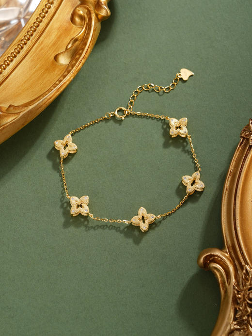 子佩集【四叶安好】银S925手链【SL060025K】镀金四叶草2601 商品图4