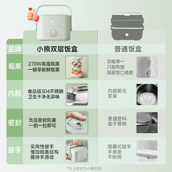 小熊（Bear）电热饭盒加热饭盒热饭神器上班族双层304不锈钢办公室电加热饭盒DFH-G16W7 商品图3