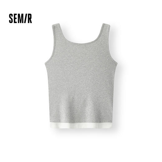 【99元任选2件】森马背心女夏撞色假两件紧身工字简约百搭休闲潮流小个子叠穿衣服 商品图1