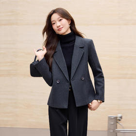 「自」全新升级【铂金会员183/天猫249/差价66】(22815)洛诗琳气质毛呢西装外套2026新款小个子气质休闲百搭短外套