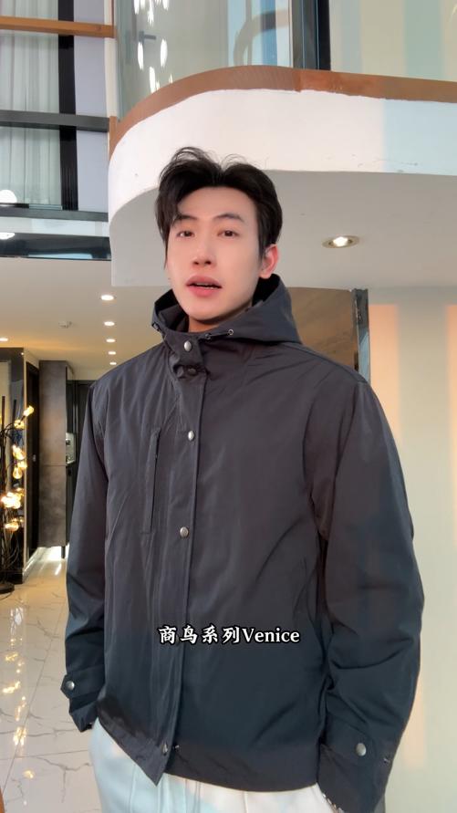 OAS2812SDSA男士秋冬新款痞帅男装韩版简约纯色按扣立领连帽夹克外套百搭 商品图0