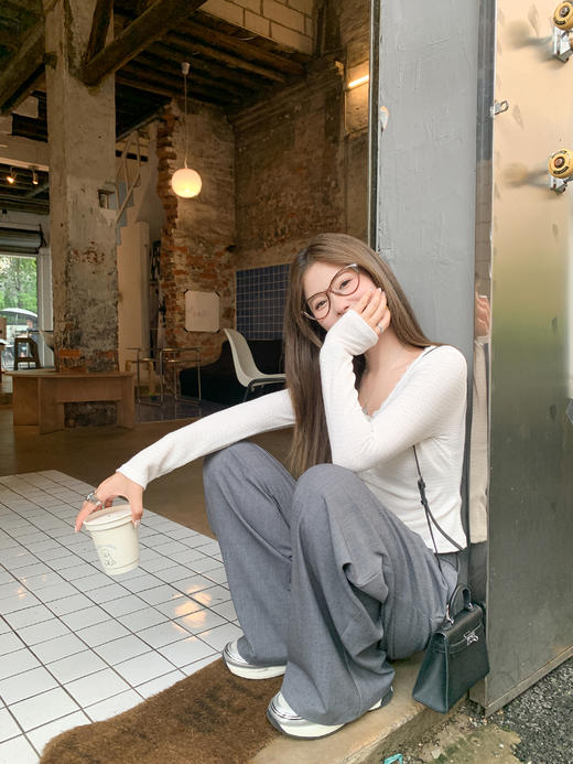 <曾小咸推荐>现货秒杀 ！微信超特价！褶皱蕾丝边阔腿西装裤 日常199.99 立减110 秒杀89.99！！ 商品图8