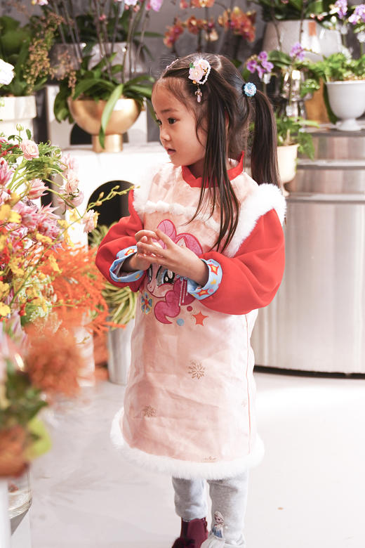 春节不打烊-新春拜年服-小马宝莉联名新春拜年服-童装旗袍连衣裙冬季女童小马宝莉新年刺绣旗袍NY757777年衣 商品图5