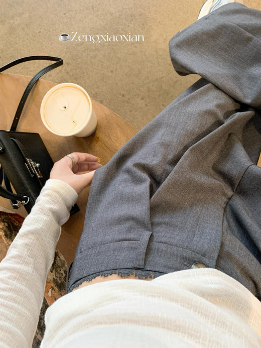 <曾小咸推荐>现货秒杀 ！微信超特价！褶皱蕾丝边阔腿西装裤 日常199.99 立减110 秒杀89.99！！ 商品图7