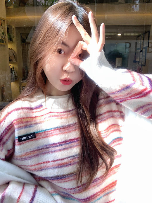 <曾小咸推荐>现货秒杀 ！微信超特价！韩系彩色撞色条纹毛衣 日常189.99 立减100 秒杀89.99！！ 商品图5