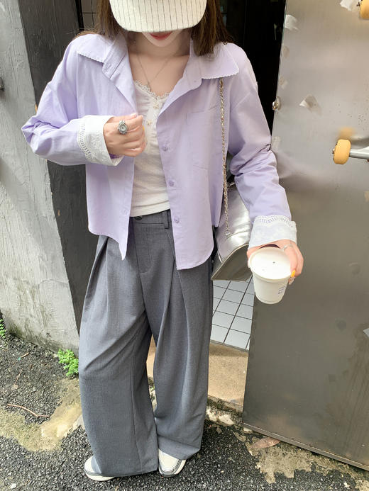 <曾小咸推荐>现货秒杀 ！微信超特价！褶皱蕾丝边阔腿西装裤 日常199.99 立减110 秒杀89.99！！ 商品图5