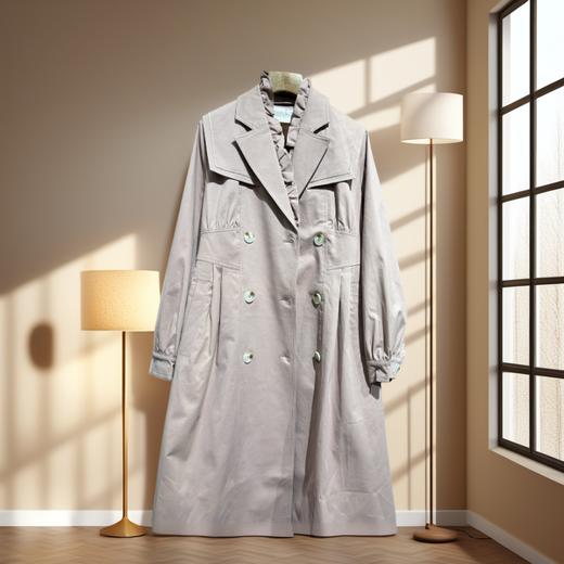 Famecoco范可儿长款风衣外套FAB6AT002 商品图1