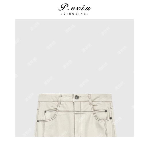 04-3潘依绣丁丁宠粉设计感明线百搭休闲牛仔裤 Q6749 商品图2