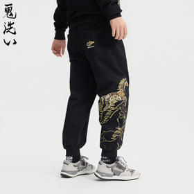 ONIARAI/鬼洗26春季新泥棒蓝马剪影拼花布刺绣针织长裤男 N540186