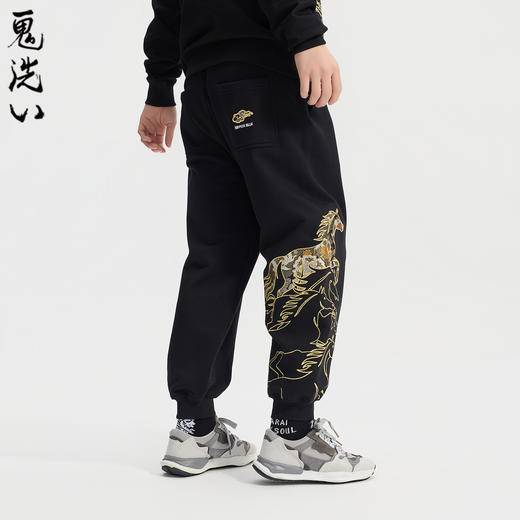 ONIARAI/鬼洗26春季新泥棒蓝马剪影拼花布刺绣针织长裤男 N540186 商品图0