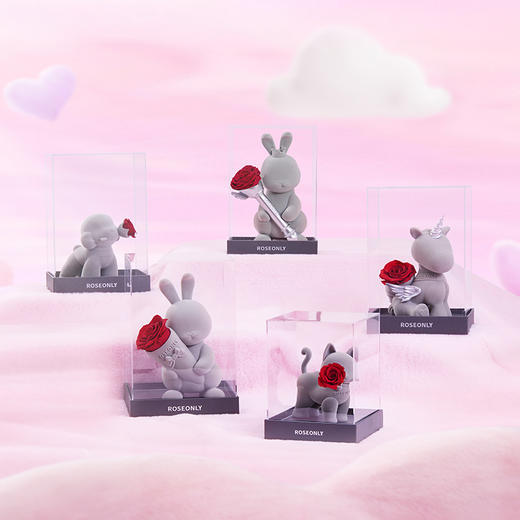 【永生公仔】ROSEONLY诺誓 永生玫瑰 守爱狗 甜心兔 告白熊 嘻嘻猫 公仔玫瑰花礼盒 送爱人女友礼物 商品图0