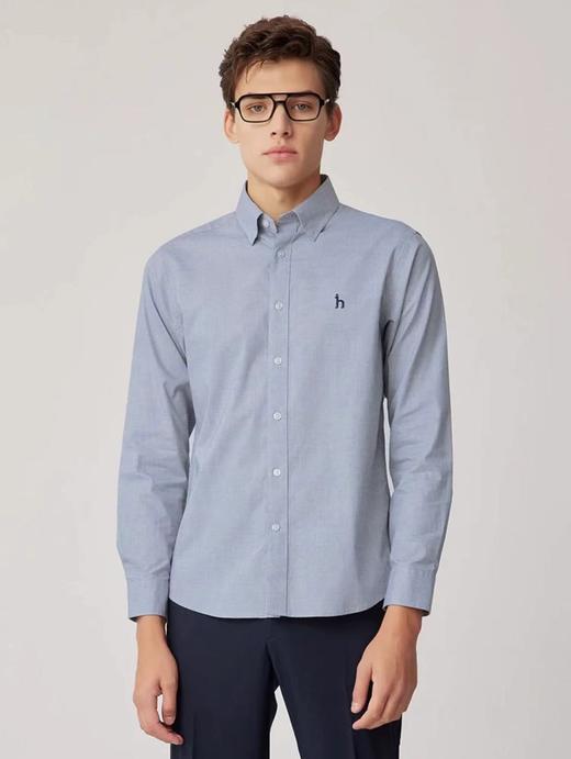 F012218男士内搭衬衣纯色长袖棉质牛津纺衬衫 商品图3