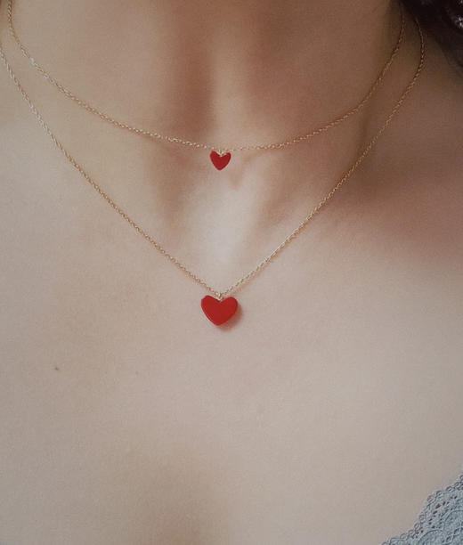 日单AHKAH18k镀金小红心项链耳钉012204 商品图2
