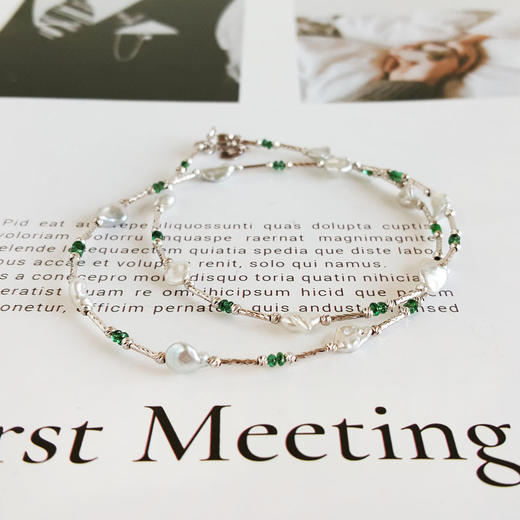 【天然正品】AU750白金镶天然巴洛克海水珍珠满天星造型项链42CM（长度可调节）311225NJM39 商品图3