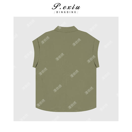 04-3潘依绣丁丁宠粉气质时髦工装风翻领无袖衬衫Q1594 商品图1