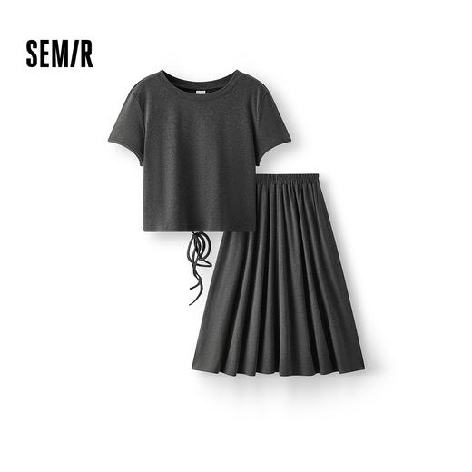 [商场同款]森马套装女镂空短上衣A字半身裙2025夏新款优雅两件套 商品图0