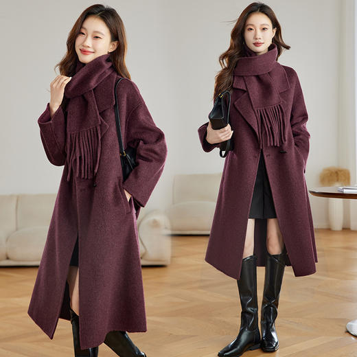 新款时尚舒适围巾可拆卸长款双面羊绒大衣ZYIF1123 商品图1