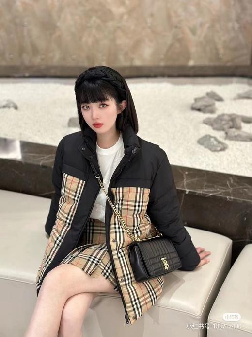 D012254新款格纹拼接双面两穿系腰带羽绒服外套女 商品图6