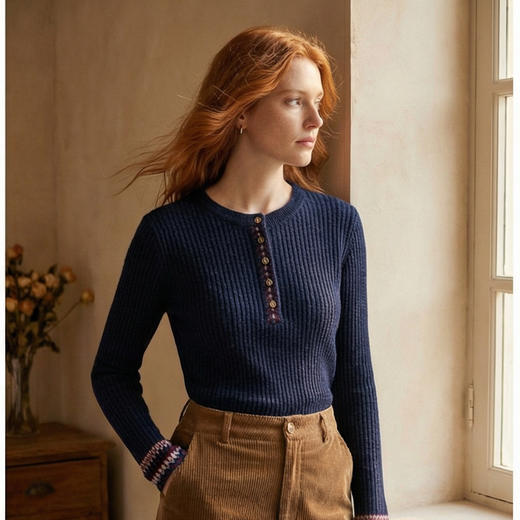 KINGDEER/KD秋冬新款北欧风女式长袖针织羊绒衫 约164g L805627 100%山羊绒鹿王 商品图4