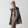 薄呢羽绒服 棕灰色夹花色织纹理 羊毛纤维混纺 面包廓形 + 落肩剪裁 可脱卸帽 + 抽绳细节 一衣多穿实用主义 商品缩略图1