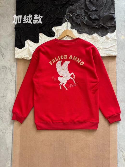 D012243新春飞马印花圆领加绒套头卫衣 商品图3