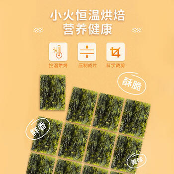 Zek竹盐烤海苔2g*32包 紫菜包饭寿司 儿童即食 出游大礼包 64g /休闲食品 /海味零食 /海苔 商品图5