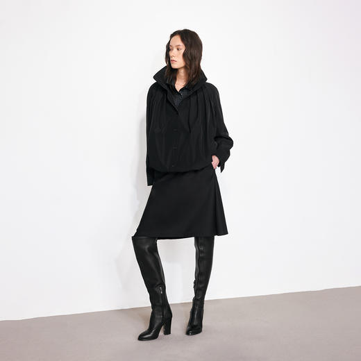 NUTH“立体褶量”黑色宽松可隐藏连帽夹克外套女 商品图3