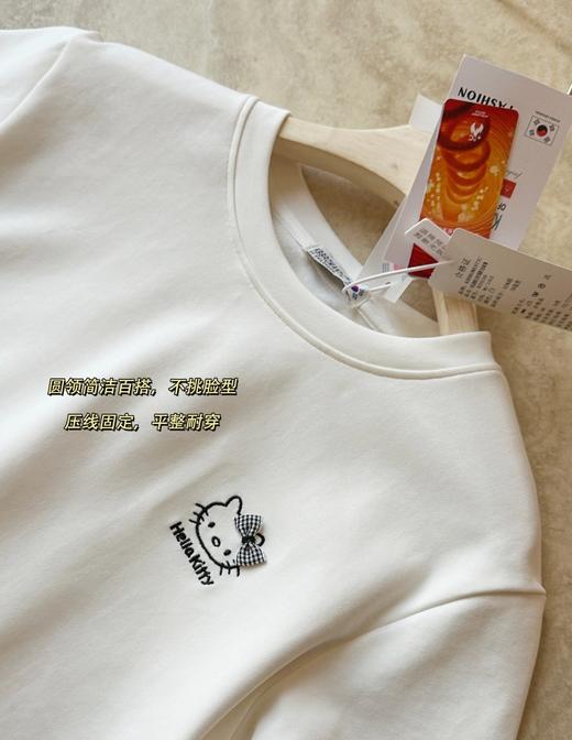 韩系正肩 KT 猫磨毛短袖T恤 商品图5